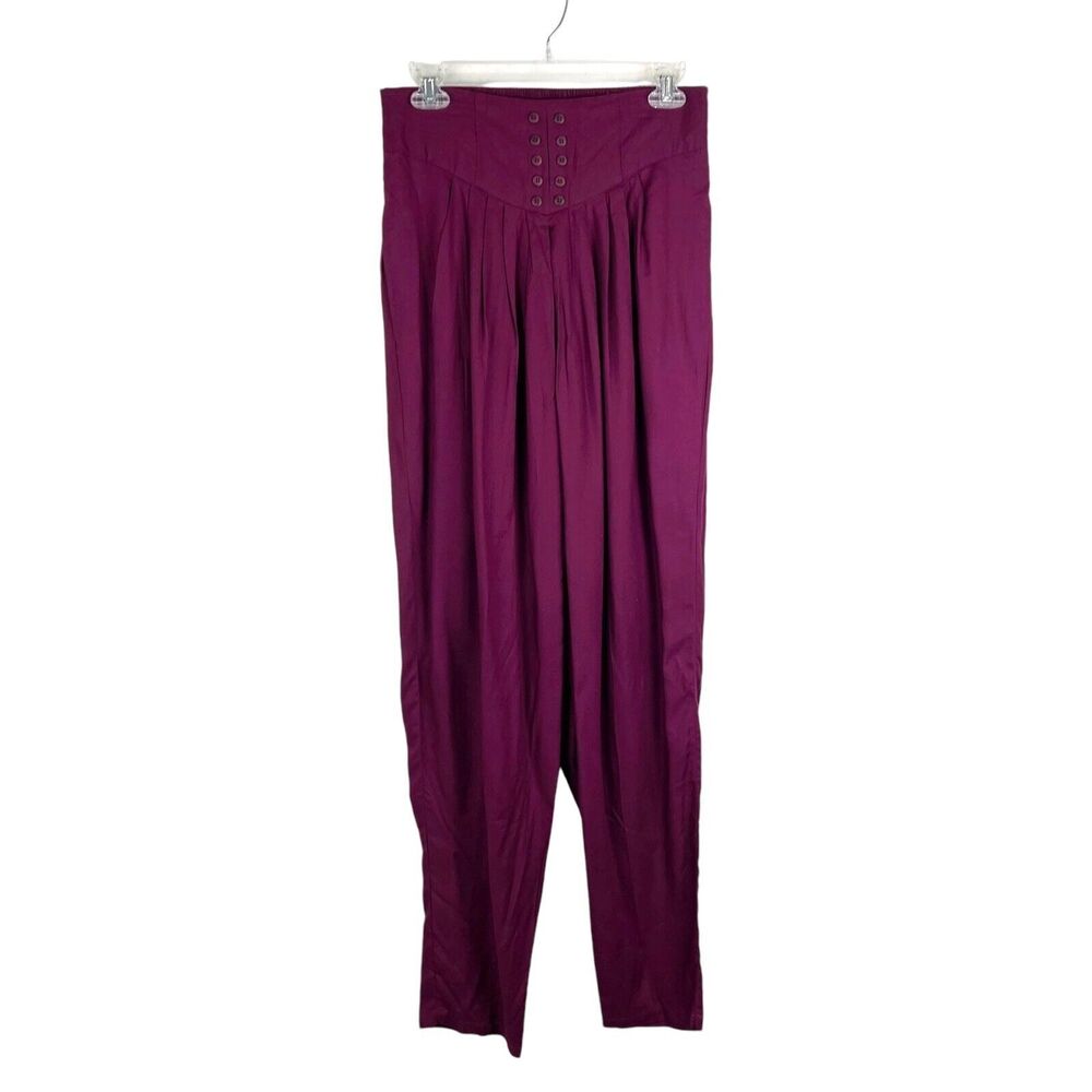 I.V.Y. Pants Women Large Purple Pleated Loose Tapered Rayon Casual Bottoms NWT